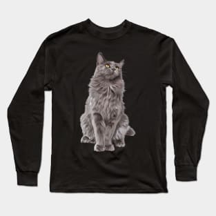 Grey Persian Cat Long Sleeve T-Shirt